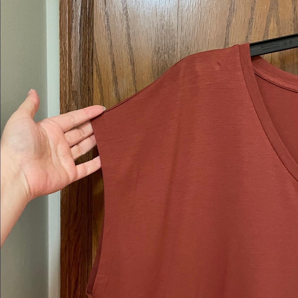 EILEEN FISHER NWT Women’s Size 3X Rust V-Neck short sleeve top - Picture 5 of 7